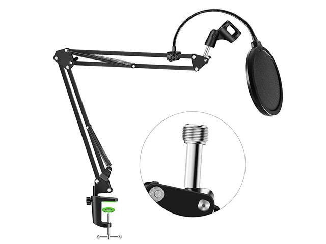 Professional Microphone Stand with Pop Filter Heavy Duty Microphone Suspension Scissor Arm Stand and Windscreen Mask Shield for Blue Yeti Snowball