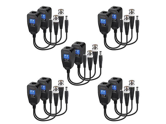 Video Balun RJ45 Transceiver Transmitter HDCVITVIAHDCVBS with DC Builtin Transient Suppression Protection for 720P960P1080P2MP CCTV Security DVR