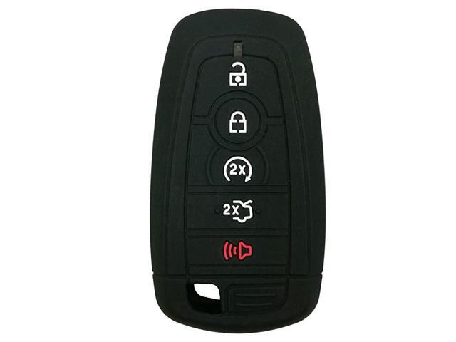 Rubber Smart 5buttons Key Fob Full Cover Remote Case Keyless Protector Jacket for 2017 Ford Fusion F250 F350 F450 F550 2018 Edge Explorer Black