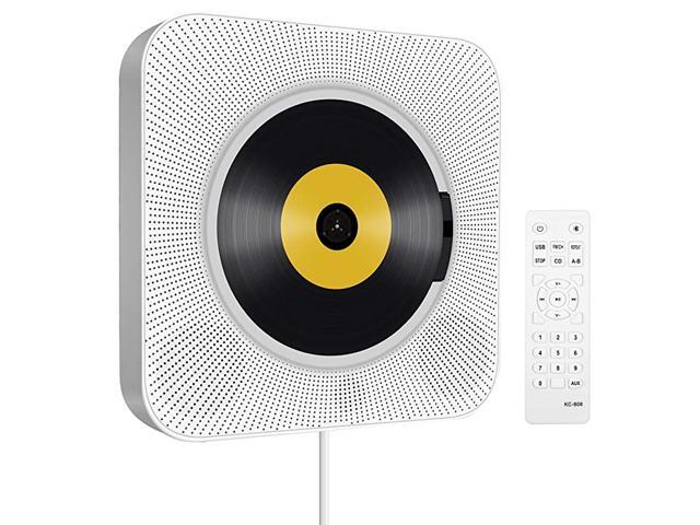 CD Player with Bluetooth Wall Mountable CD Music Player Home Audio Boombox with Remote Control FM Radio Builtin HiFi Speakers MP3 Headphone Jack