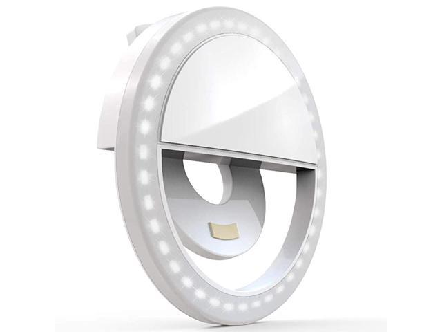 Clip on Selfie Ring Light Rechargeable Battery with 36 LED for Smart Phone Camera Round Shape White