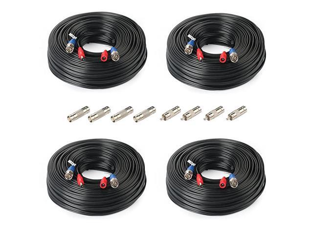 4Pack 200Feet BNC Vedio Power Cable PreMade AlinOne Camera Video BNC Cable Wire Cord for Surveillance CCTV Security System with ConnectorsBNC