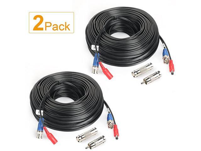 2Pack 100Feet BNC Vedio Power Cable PreMade AlinOne Camera Video BNC Cable Wire Cord for Surveillance CCTV Security System with ConnectorsBNC