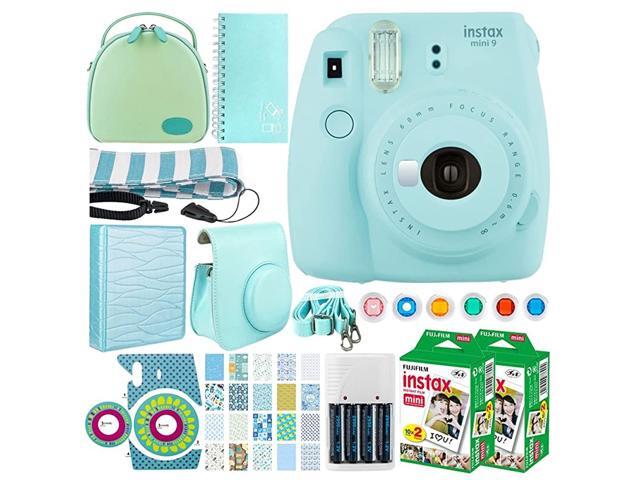 instax Mini 9 Instant Film Camera + Instax Mini Twin Pack Instant 40 Shots + Case + Scrapbook Album + Colored Filters + Camera Sticker + Neck Strap