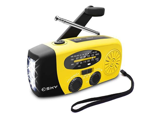 Upgraded VersionEmergency Radio 3 LED Lights Flashlight Hand Crank Radio Portable Solar Radio AMFM NOAA Weather Radio 1000mAh Power Bank USB