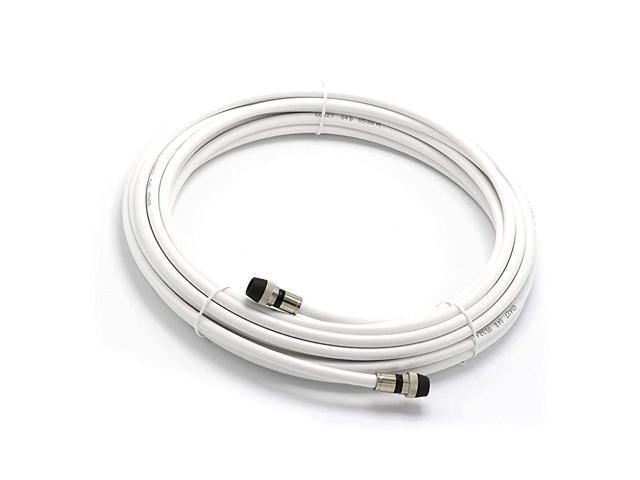 Feet White RG6 Coaxial Cable with Rubber booted Weather Proof Outdoor Rated Connectors F81 RF Digital Coax for CATV Antenna Internet Satellite