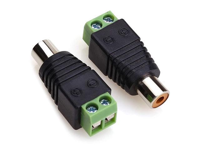 RCA Cable Audio Adapter Phono RCA Male Plug to AV Screw Terminal AudioVideo Speaker Wire connectors Solderless Adapter Solder Free RCA Female2pack