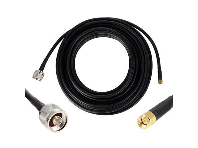 25 ft LowLoss Coaxial Extension Cable 50 Ohm SMA Male to N Male Connector Pure Copper Coax Cables for 3G4G5GLTEADSBHamGPSWiFiRF Radio to Antenna