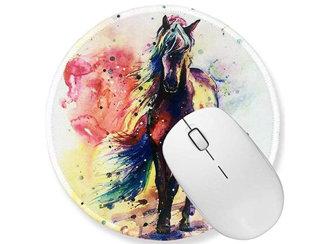 Slip Rubber Mouse Pad Beautiful Pattern Desktop 79in X79in Small Size Computer PC Round Mouse Mat Colorful Horse