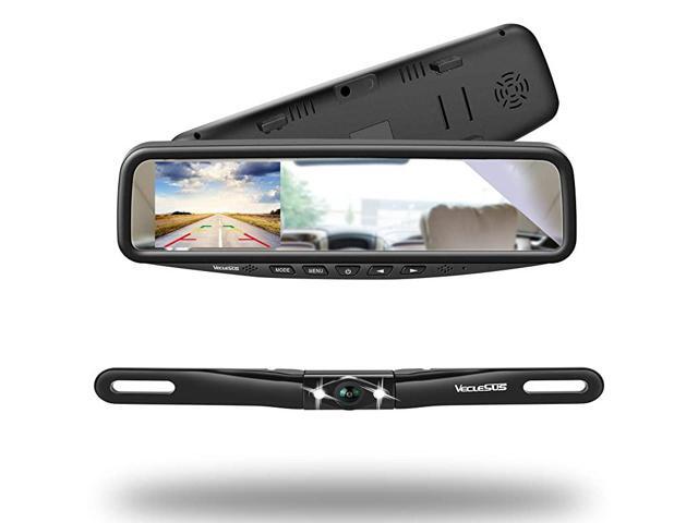 VT1 Backup Camera Kit System Car Licence Plate Backup Camera with 43 Mirror Monitor Night Vision Easy Installation Wired Rear View Camera for Cars