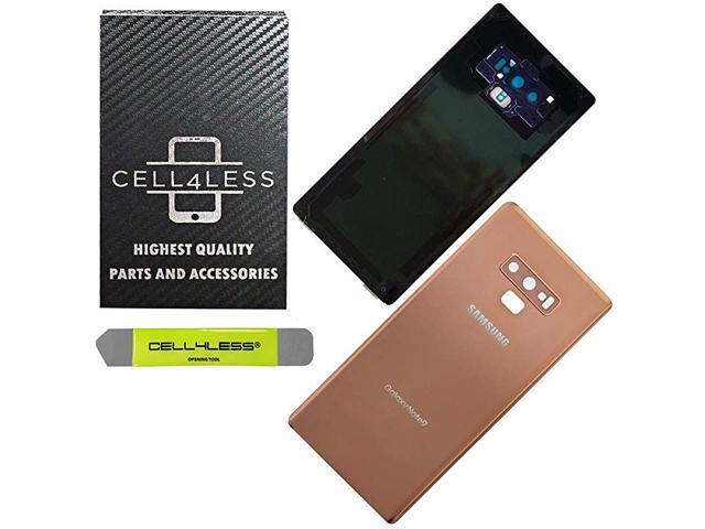 Back Glass Compatible with Samsung Galaxy Note 9 OEM Replacement Battery Door Cover wInstalled Camera Lens Adhesive and Removal Tool Any Carrier