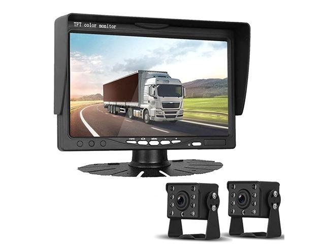HD 2 Backup Cameras Kit 7 Inch Monitor Hitch Driving Rear View High-Speed Observation System for RVs Trucks Trailers Campers5th Wheels Super