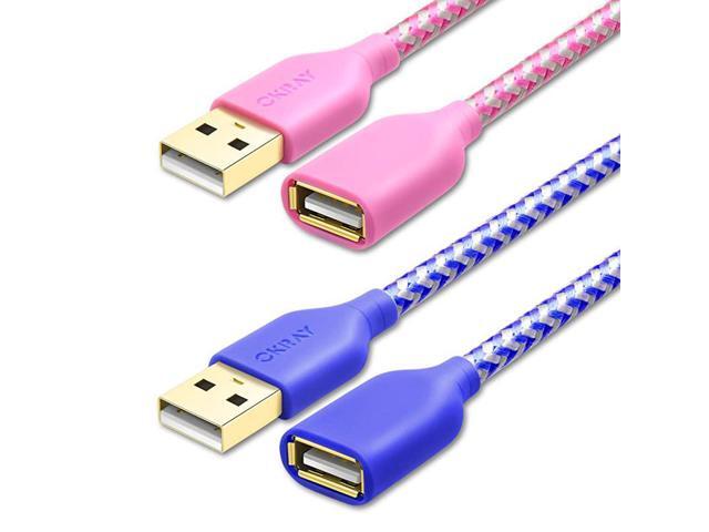 USB Cable Extension 2 Pack 6 FT183M Braided USB Extender Type A Male to Female Extension Cord with GoldPlated for Keyboard Mouse Flash Drive Hard