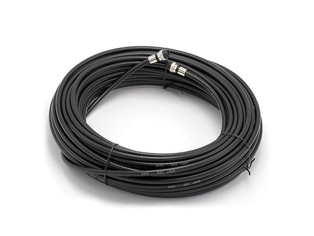 Feet Black RG6 Coaxial Cable with Rubber booted Weather Proof Outdoor Rated Connectors F81 RF Digital Coax for CATV Antenna Internet Satellite