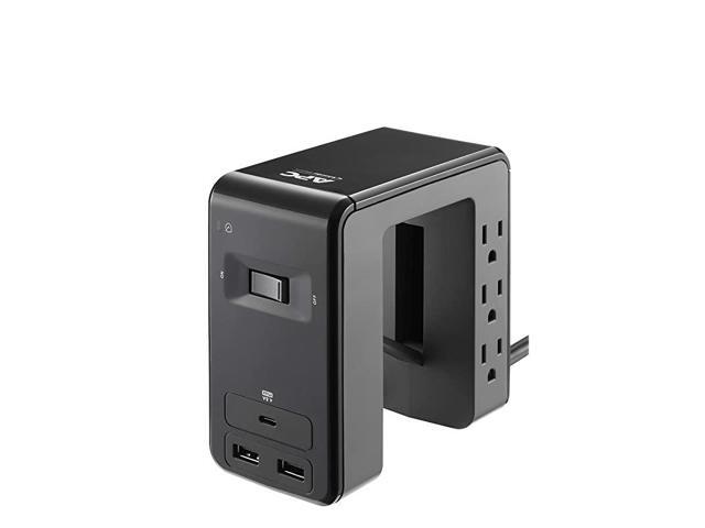 Desk Mount Power Station PE6U21 UShaped Surge Protector with USB Ports 3 Desk Clamp 6 Outlet 1080 Joules Black