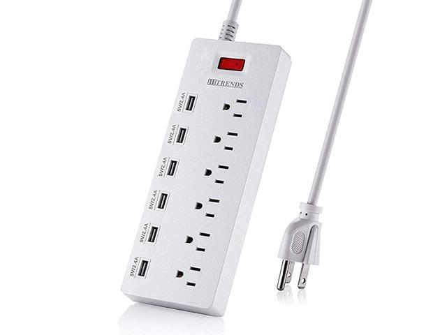 Surge Protector Power Strip 6 Outlets with 6 USB Charging Ports USB Extension Cord 1625W13A Multiplug for Multiple Devices Smartphone Tablet Laptop