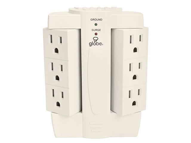 Space Saver Swivel Surge Protector Wall Adapter Tap Grounded Outlets White Finish7732001