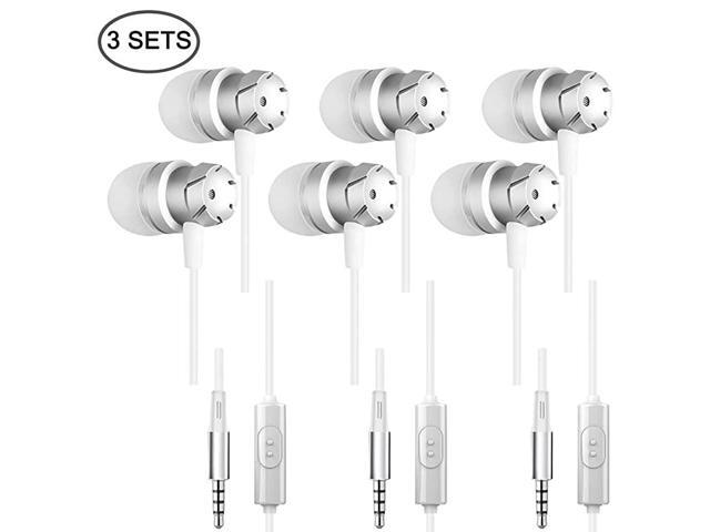 3 Packs Earbud Headphones with Remote Microphone In Ear Earphone Stereo Sound Noise Isolating Tangle Free for iOS and Android Smartphones Laptops