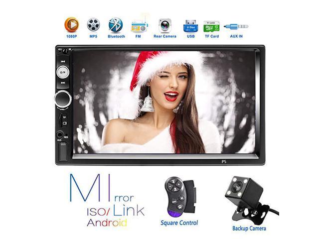 2 Din Car Stereo 7 HD Touch Screen MP5 Player Bluetooth FM Radio Support Phone Mirroring Link with AUXDual USBSDDVR Input + Backup Camera Steering