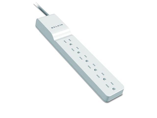 6Outlet Power Strip Surge Protector Flat Rotating Plug 6ft Cord Ideal for Personal Electronics Small Appliances and More 1080 Joules White