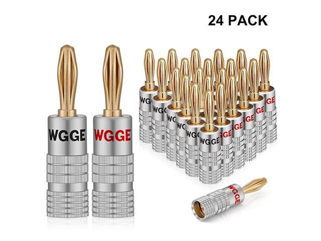 WG009 Banana Plugs Audio Jack Connector 24k Gold Dual Screw Lock Speaker Connector 12 Pairs 24 Plugs