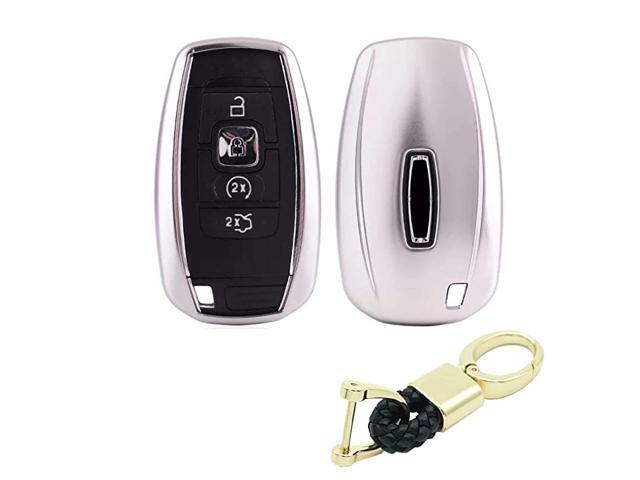 TM) 3 4 Buttons TPU Smart keyless Entry Remote Key Fob case Cover for 2017 2018 2019 2020 Lincoln Continental MKC MKZ Navigator (Pink and Clear)