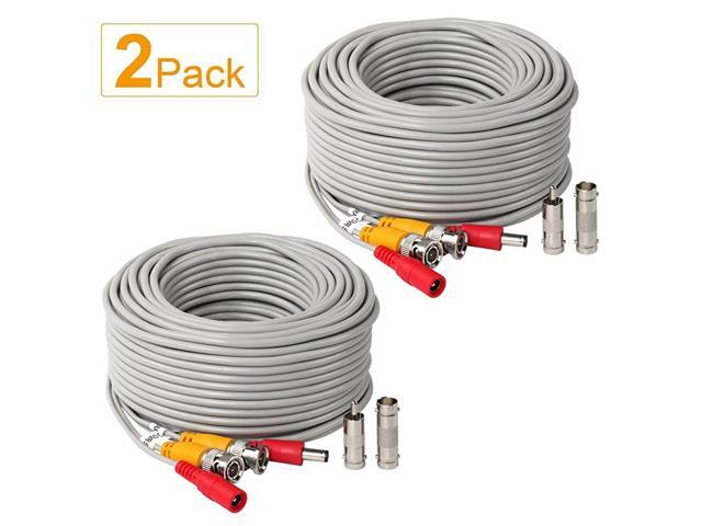 50Feet BNC Vedio Power Cable PreMade AlinOne Camera Video BNC Cable Wire Cord Gray Color for Surveillance CCTV Security System with ConnectorsBNC