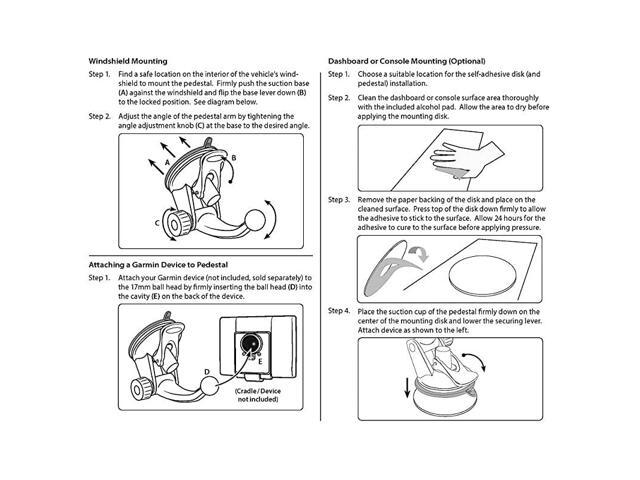 Replacement Upgrade or Additional Windshield Dashboard Suction Mounting Pedestal for Garmin nuvi 40 50 1450 1200 GPS