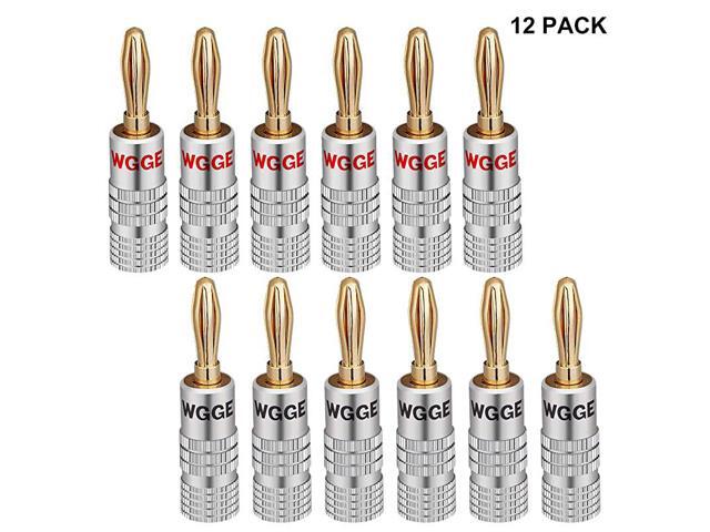 WG009 Banana Plugs Audio Jack Connector 24k Gold Dual Screw Lock Speaker Connector 6 Pairs 12 Plugs