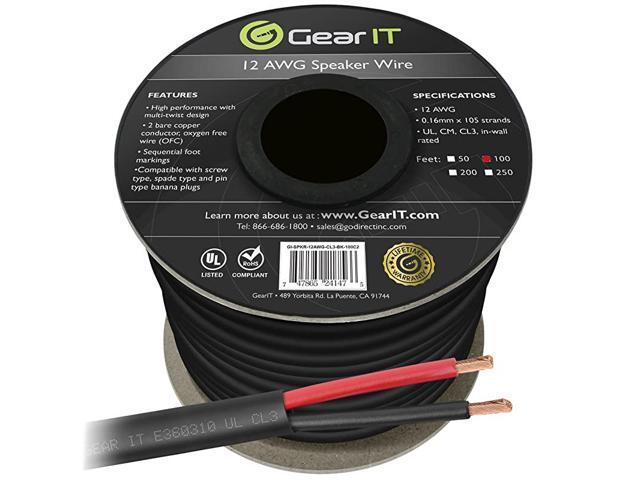 12 AWG CL3 OFC Outdoor Speaker Wire Pro Series 12 Gauge 100 Feet 3048 MetersBlack Oxygen Free Copper UL CL3 Rated for Outdoor Direct Burial and