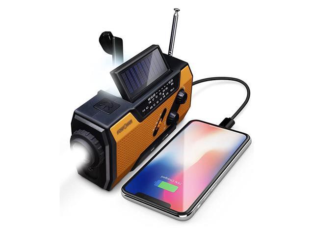 Emergency Solar Hand Crank Portable Radio NOAA Weather Radio for Household and Outdoor Emergency with AMFM LED Flashlight Reading Lamp 2000mAh