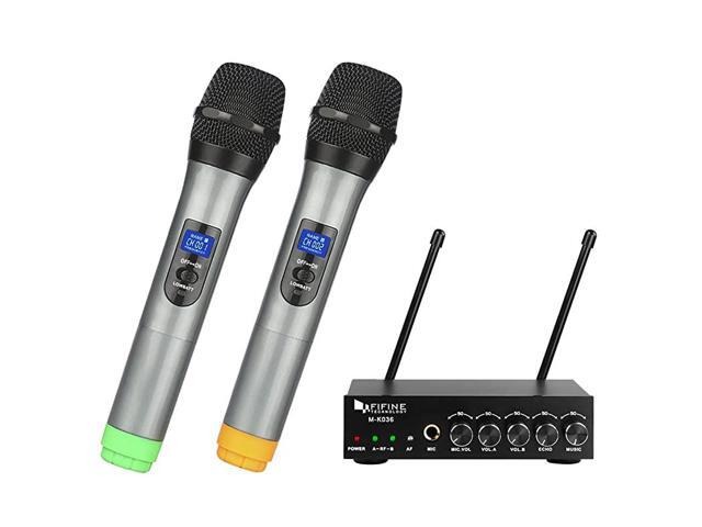 UHF Dual Channel Wireless Handheld Microphone Easytouse Karaoke Wireless Microphone SystemK036
