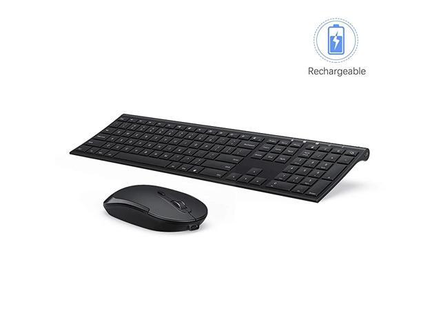 Wireless Keyboard and Mouse 24GHz Rechargeable Compact Quiet FullSize Keyboard and Mouse Combo with Nano USB Receiver for Windows Laptop PC