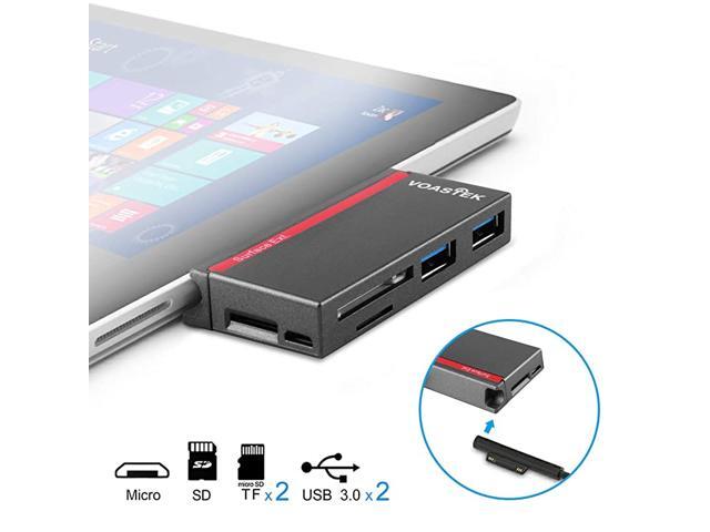 USB 30 HUB 6 in 1 Surface Pro Hub Combo Adapter with 2 USB 30 5Gbps Micro USB SDTFMicro SD Memory Card Reader Compatible Microsoft Surface 2017Pro