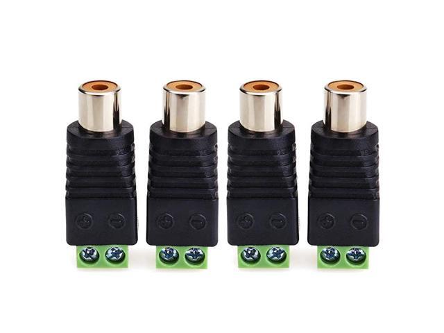 RCA Cable Audio Adapter Phono RCA Male Plug to AV Screw Terminal AudioVideo Speaker Wire connectors Solderless AdapterSolder Free RCA Female4pack