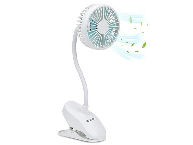 Portable Clip On Stroller Fan 3 Speeds Flexible Bendable Mini Personal Desk Electric Fans with 2000mAh Rechargeable Battery Operated Quiet Cooling