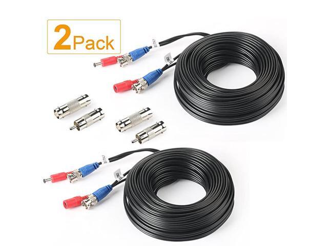 2Pack 200Feet BNC Vedio Power Cable PreMade AlinOne Camera Video BNC Cable Wire Cord for Surveillance CCTV Security System with ConnectorsBNC
