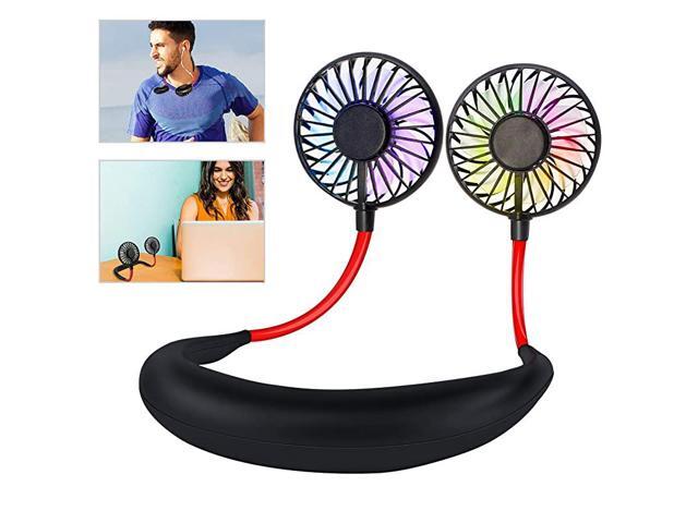 Neck Fan Portable Neckband Fan USB Charging Hand Free Personal Mini Sport Fan Rechargeable with 3 Speeds Adjustable and LED Light for Sports Travel