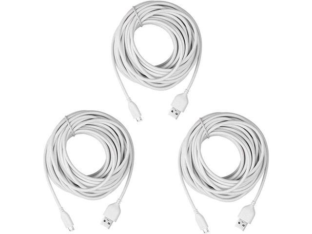 25ft Micro USB Cable Replacement for Wyze Cam Pan Blink Mini Yi Home Nest Cam Furbo Dog Security Camera 8m White Long Extension Cord Wire WeatherProof