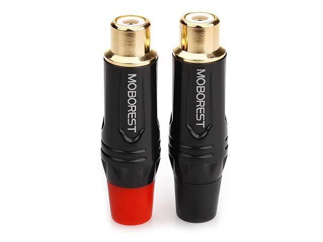 RCA Female Plug Adapter Audio Phono Gold Plated Solder 24K Gold Speaker Plugs RCA Jack Cable Connector Adapter 1 Black+ 1Red