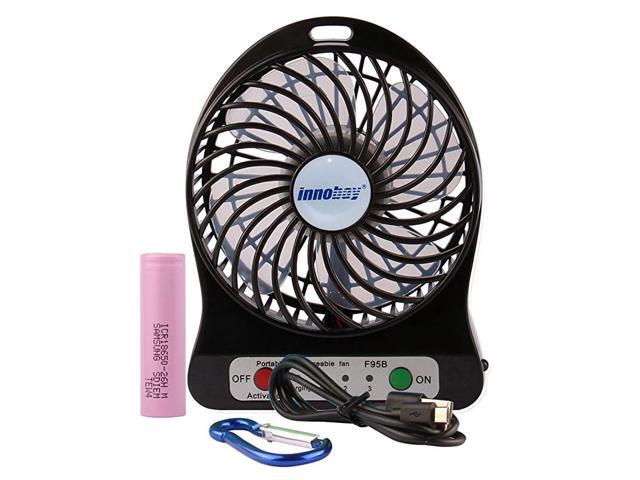 4inch Handheld Portable Mini USB Fan Powered by 18650 Lithium Rechargeable Battery 4 Vanes 3 out of 4 Shifts for Wind Speeds Control 1 Shift of Led