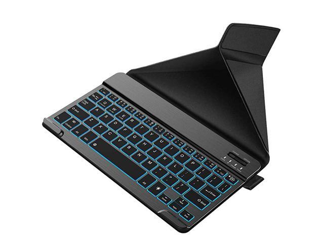 KM12 Backlit Bluetooth Keyboard with Premium Leather Cover Stand UltraSlim Portable Mini Wireless Keyboard Suitable for iPad Pro Apple iPhone