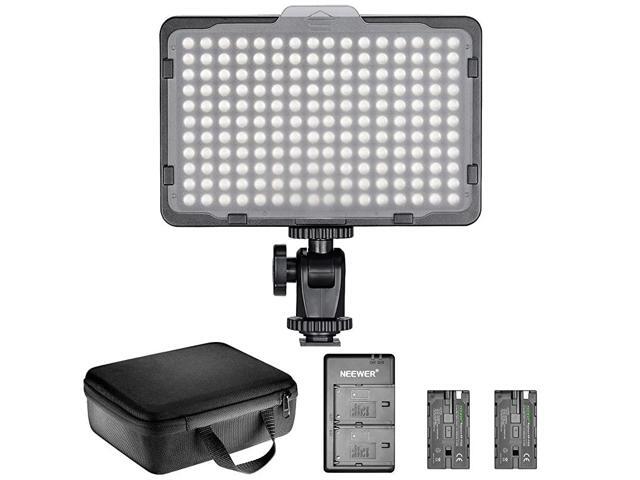 Dimmable 176 LED Video Light Lighting Kit 176 LED Panel 32005600K 2 Pieces Rechargeable Liion Battery USB Charger and Portable Durable Case