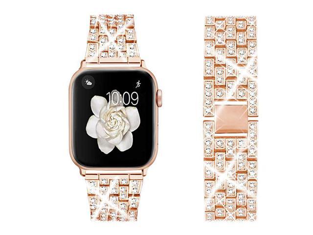 Bing Band Compatible with Apple Watch Band 38mm 40mm 42mm 44mmJewelry Replacement Metal Wristband Strap for iWatch Band Series 654321SERose Gold