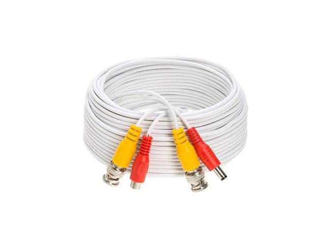 White Premade BNC Video Power CableWire for Security Camera CCTV DVR Surveillance System Plug Play White 50