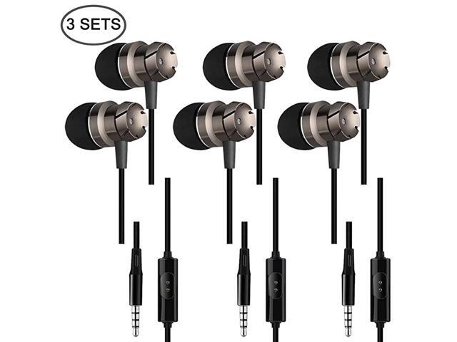 3 Packs Earbud Headphones with Remote Microphone in Ear Earphone Stereo Sound Noise Isolating Tangle Free for Smartphones Laptops Gaming Fits All