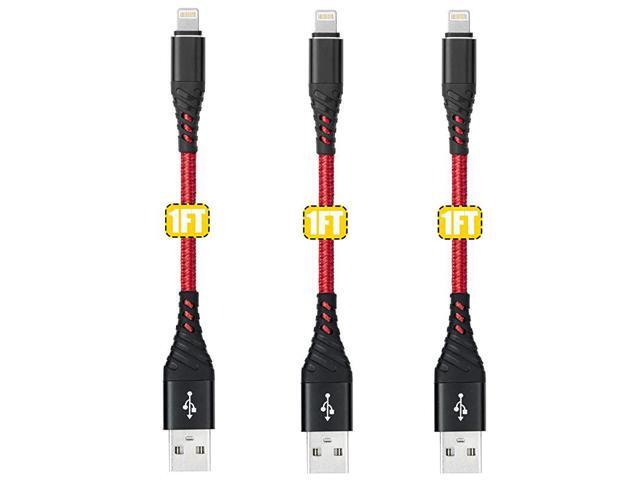 Short iPhone Charger Cable 1ft 3Pack 1 Foot Lightning Cables Nylon Braided Data Sync 1 Feet iPhone USB Charging Cable Cord for iPhone 1111 Pro 11