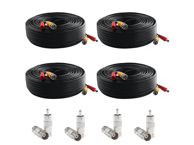 BNC Video Power Cable 4 Pack 150 Feet PreMade AllinOne Video Security Camera Cable Wire with Eight Connectors for CCTV DVR Surveillance System