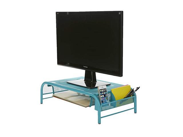 MESHMONSTATUR Metal Mesh Desk Drawer Desktop Monitor Stand Organizer Turquoise