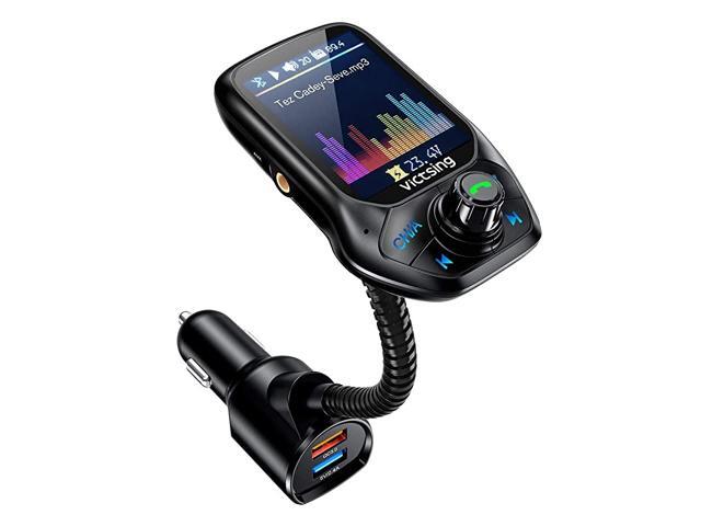 Upgraded Version Bluetooth FM Transmitter Auto Scan Unused Station Bluetooth Radio Transmitter Adapter for Car with 18 Color Screen QC 30 EQ Modes
